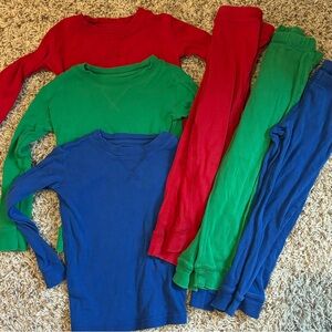 Primary Bundle of 3 Sets Cotton Pajamas Red, Green, and Blue Size 2-3 from 2020